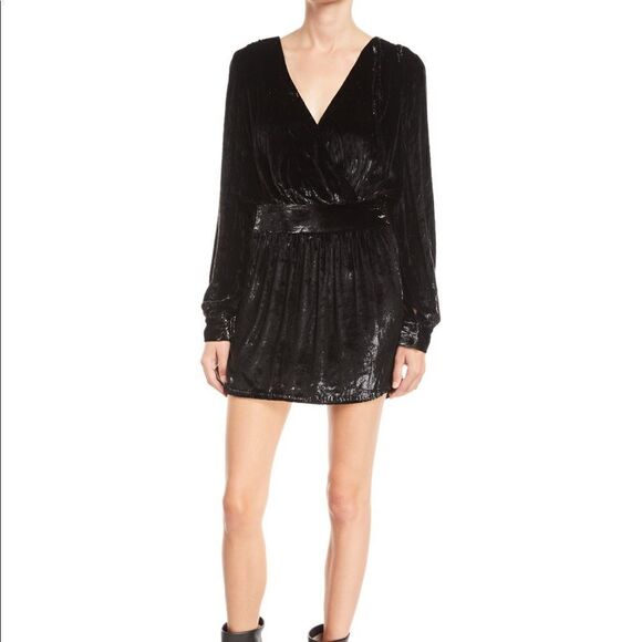 Frame Black Metallic Velvet Cocktail Dress Size 8 - Picture 1 of 8